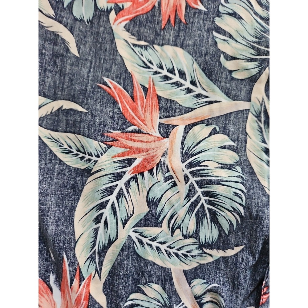 Molokai Surf Co. Hawaiian Shirt Tropical Birds Of Paradise Palm REVERSE PRINT LG